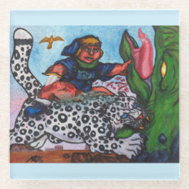 een fantasiejongen die met een kat strijdt tegen d glazen onderzetter