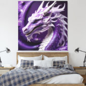 Een fantasieportret van een Paarse en witte draak Canvas Afdruk (Insitu (Slaapkamer))