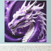 Een fantasieportret van een Paarse en witte draak Canvas Afdruk (Insitu (Houten vloer))