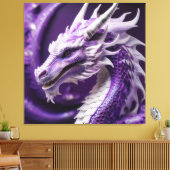 Een fantasieportret van een Paarse en witte draak Canvas Afdruk (Insitu (Woonkamer))