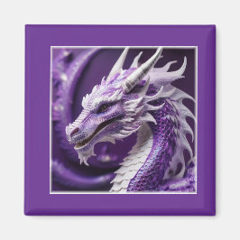 Een fantasieportret van een Paarse en witte draak Magneet