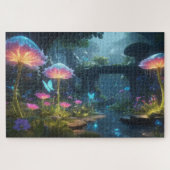 Een fantasietuin met bioluminescente bloemen legpuzzel (Horizontaal)