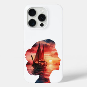Een fantasievolle reis op een zeilboot bij zonsond iPhone 15 pro case