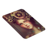Een fantasievrouw met steampunk tandwielen op haar magneet (Rechterzijde)