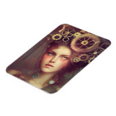 Een fantasievrouw met steampunk tandwielen op haar magneet (Linkerzijde)