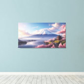 Een fantastisch olieverfschilderij van de berg Fuj Canvas Afdruk (Insitu (Houten vloer))