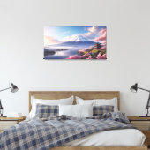Een fantastisch olieverfschilderij van de berg Fuj Canvas Afdruk (Insitu (Slaapkamer))