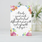 Een fantastische coach quote Coach bedankt voor je (Staand voorkant)