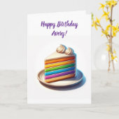 Een fantastische verjaardag | regenboogcake kaart (Gele Bloem)