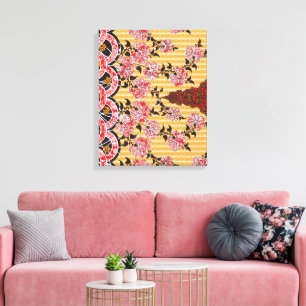 Een fascinerend oosters patroon versierd met rode  canvas afdruk