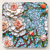 Een  faux mozaïek bloemenpatroon bier onderzetter (Voorkant)