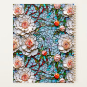 Een  faux mozaïek bloemenpatroon gepersonaliseerd planner (Achterkant)