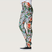 Een faux mozaïek bloemenpatroon leggings (Links)