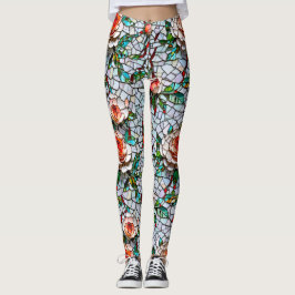 Een  faux mozaïek bloemenpatroon leggings