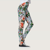 Een faux mozaïek bloemenpatroon leggings (Rechts)