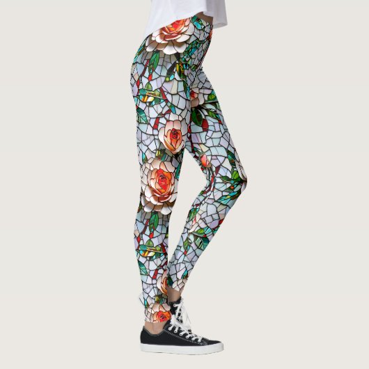 Een  faux mozaïek bloemenpatroon leggings (Rechts)