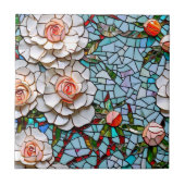 Een faux mozaïek bloemenpatroon tegeltje (Voorkant)