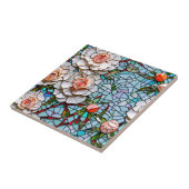 Een faux mozaïek bloemenpatroon tegeltje (Zijkant)