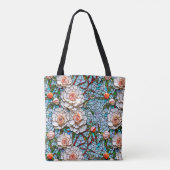 Een faux mozaïek bloemenpatroon tote bag (Achterkant)