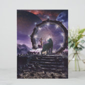 Een fee en een donkere wolf kaart (Staand voorkant)