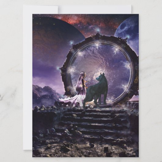 Een fee en een donkere wolf kaart (Voorkant)