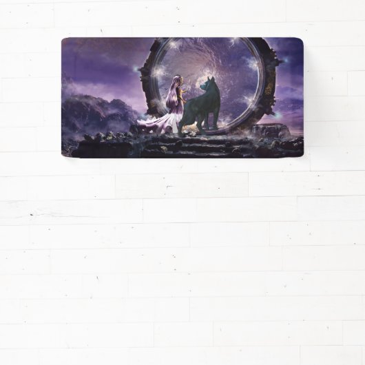 Een fee en een donkere wolf spandoek (Insitu)