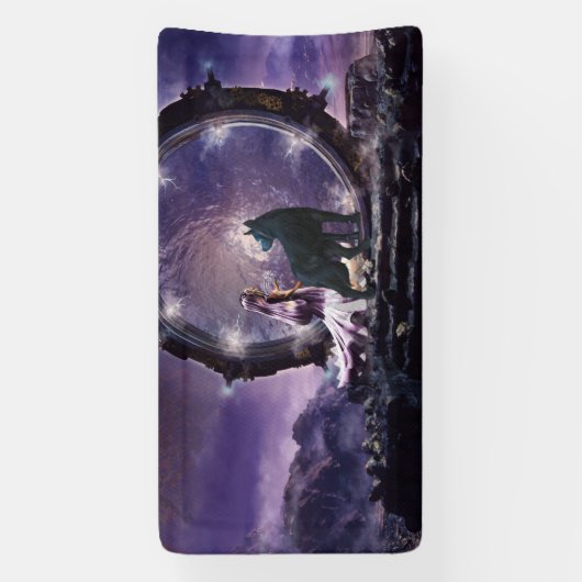 Een fee en een donkere wolf spandoek (Verticaal)