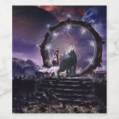 Een fee en een donkere wolf wijn etiket (Enkel label)