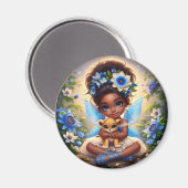 Een fee en haar Leeuw Cub Blauwe magneet (Voorkant / Achterkant)