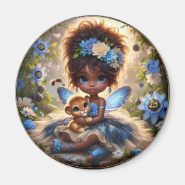 Een fee en haar Leeuw Cub Blue Magneet