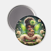 Een fee en haar Leeuw Cub - Groen - Magneet (Voorkant / Achterkant)