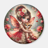 Een fee en haar Leeuw Cub - Rode Magneet (Voorkant)