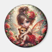 Een fee en haar Leeuw Cub - Rode Magneet (Voorkant)