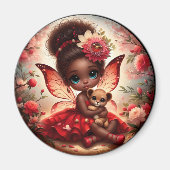 Een fee en haar leeuw welp rode magneet (Voorkant)