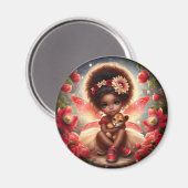 Een fee en haar leeuw welp rode magneet (Voorkant / Achterkant)