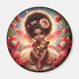 Een fee en haar leeuw welp rode magneet