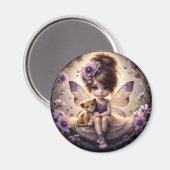 Een fee en haar leeuwenwelpje - Paarse - Magneet (Voorkant / Achterkant)