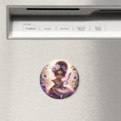 Een fee en haar luipaard welp - Paarse magneet (Insitu (Vaatwasser))