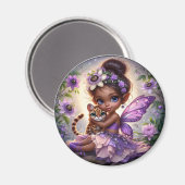 Een fee en haar luipaard welp - Paarse magneet (Voorkant / Achterkant)