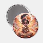 Een fee en haar puppy - Oranje magneet (Voorkant / Achterkant)