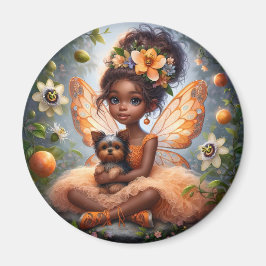 Een fee en haar puppy - Oranje magneet