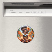 Een fee en haar puppy - Oranje magneet (Insitu (Vaatwasser))