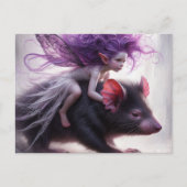 Een fee rijdt op een Tasmaanse Duivel fantasiekuns Briefkaart (Voorkant)