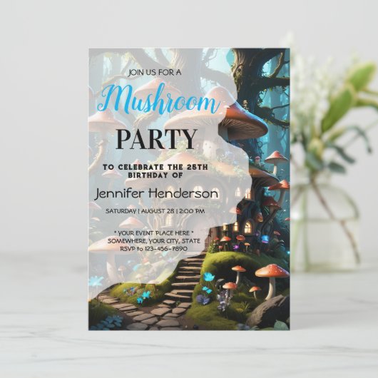 Een feeëriek paddenstoel huis kaart (Staand voorkant)