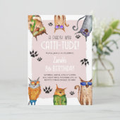 Een feest met Catti-Tude! Fun Kids Birthday Kaart (Staand voorkant)