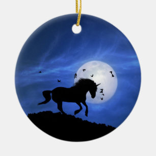 Een feestdag en een nachtelijke kerstornameversie keramisch ornament