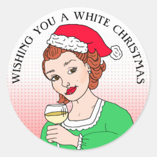 Een feestdag met witte kerstHumor Ronde Sticker