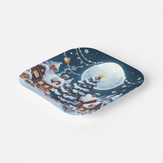 Een feestdorp papieren bordje (Gebogen)