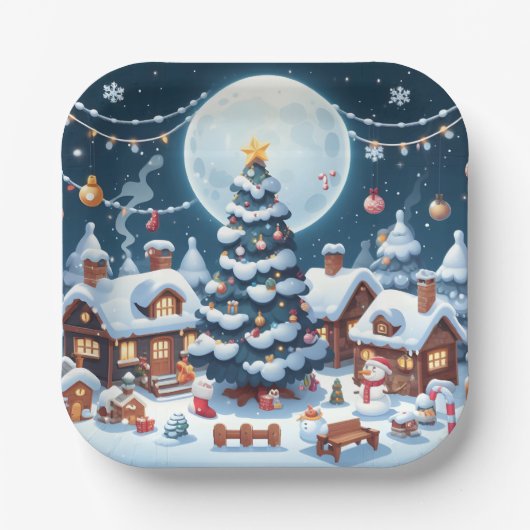 Een feestdorp papieren bordje (Voorkant)