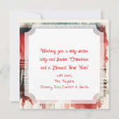 Een feestelijk bruin paard en winterschuur Kerstmi Kaart (Achterkant)